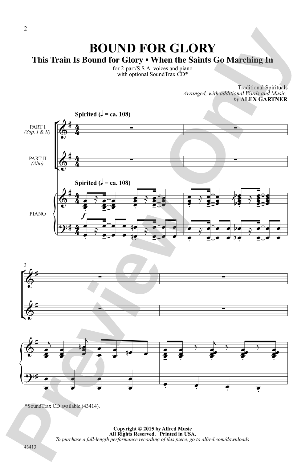 Bound for Glory: 2-Part / SSA Choral Octavo