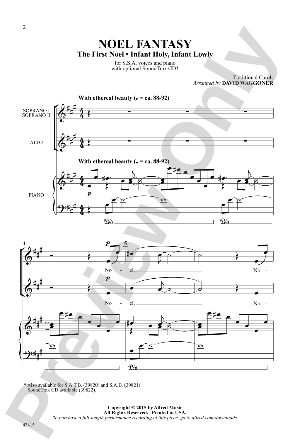 Noel Fantasy: SSA Choral Octavo