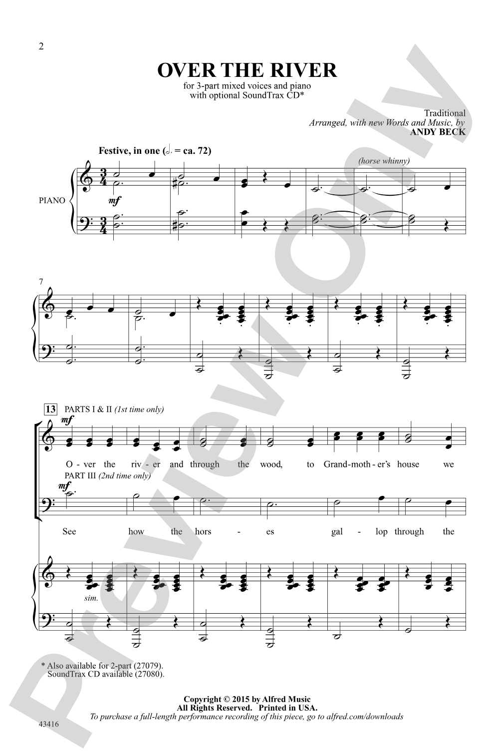 Over the River: 3-Part Mixed Choral Octavo
