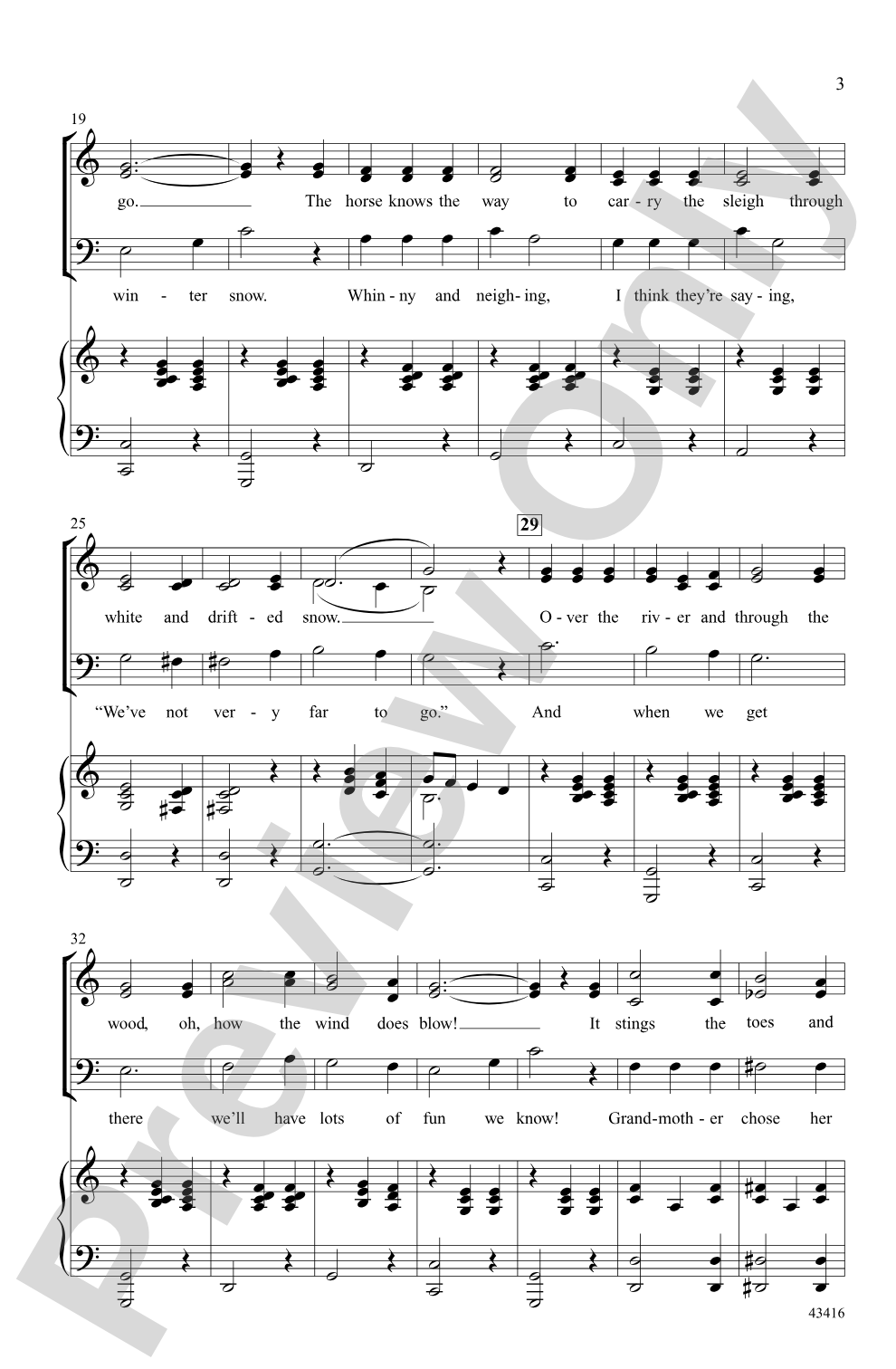 Over the River: 3-Part Mixed Choral Octavo