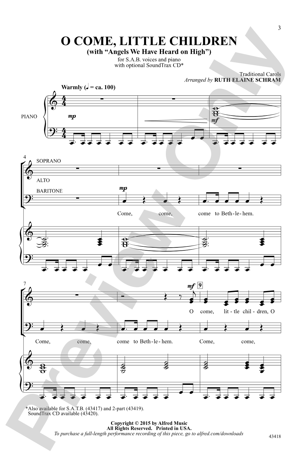 O Come, Little Children: SAB Choral Octavo