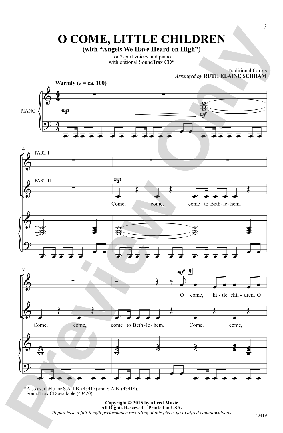 O Come, Little Children: 2-Part Choral Octavo