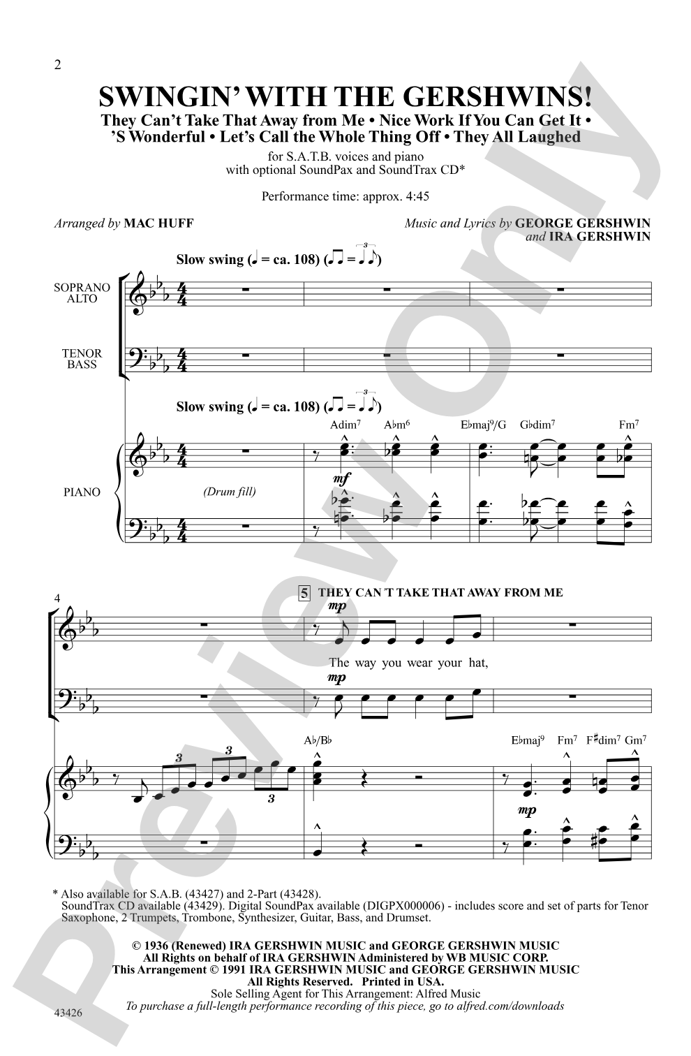 Swingin' with the Gershwins!: SATB Choral Octavo