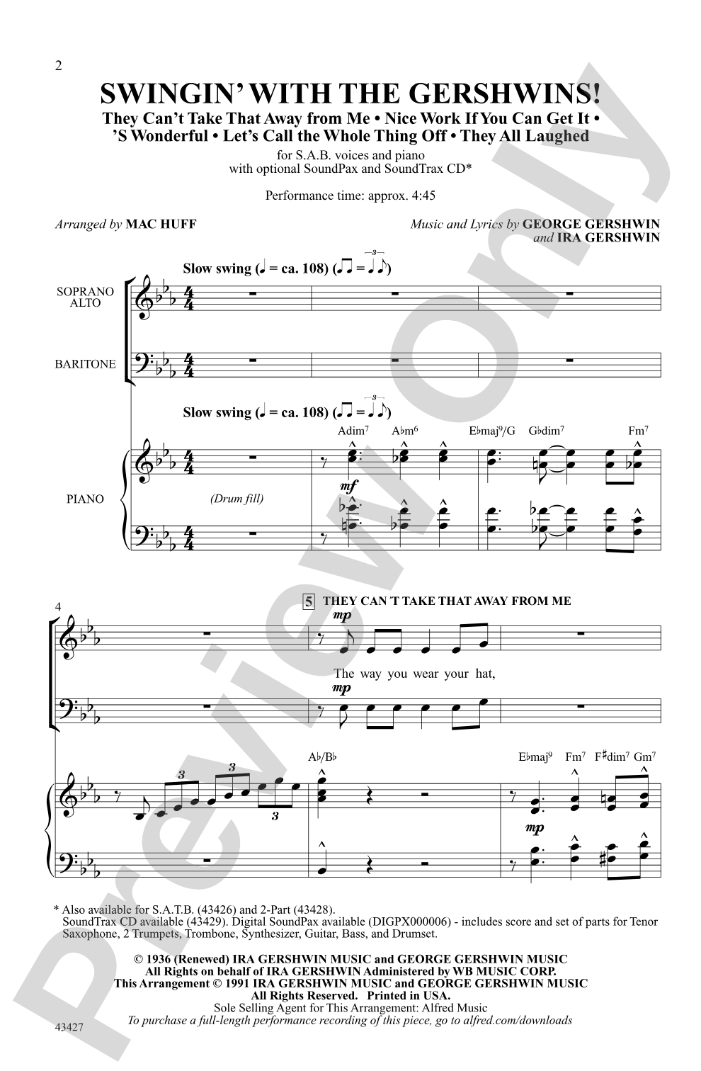 Swingin' with the Gershwins!: SAB Choral Octavo