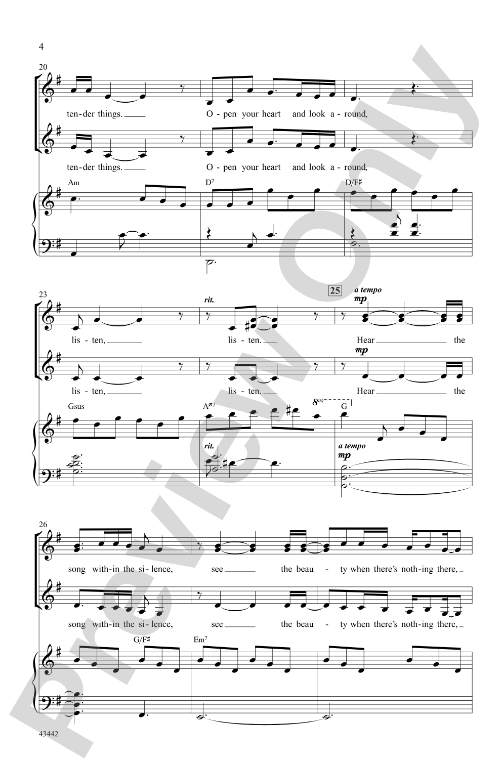 December Prayer: SSA Choral Octavo