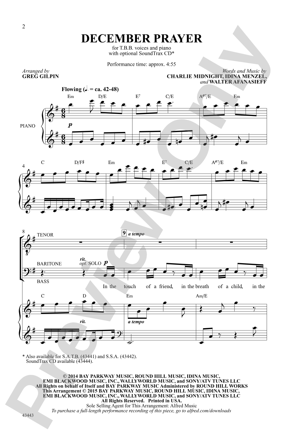 December Prayer: TTB Choral Octavo