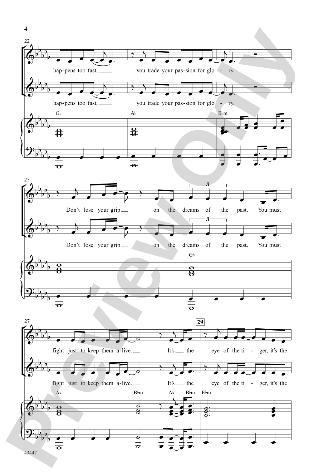 Eye of the Tiger: SSA Choral Octavo