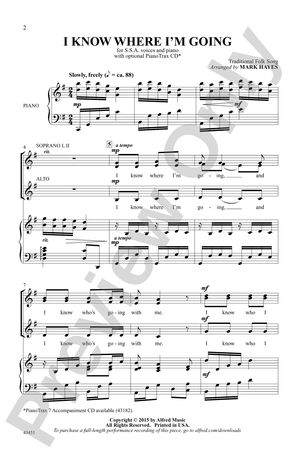 I Know Where I'm Going: SSA Choral Octavo