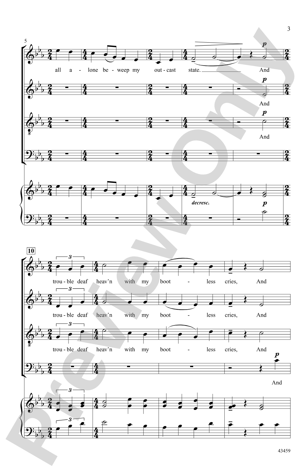 Sonnet 29: SATB, <I>a cappella</I> Choral Octavo
