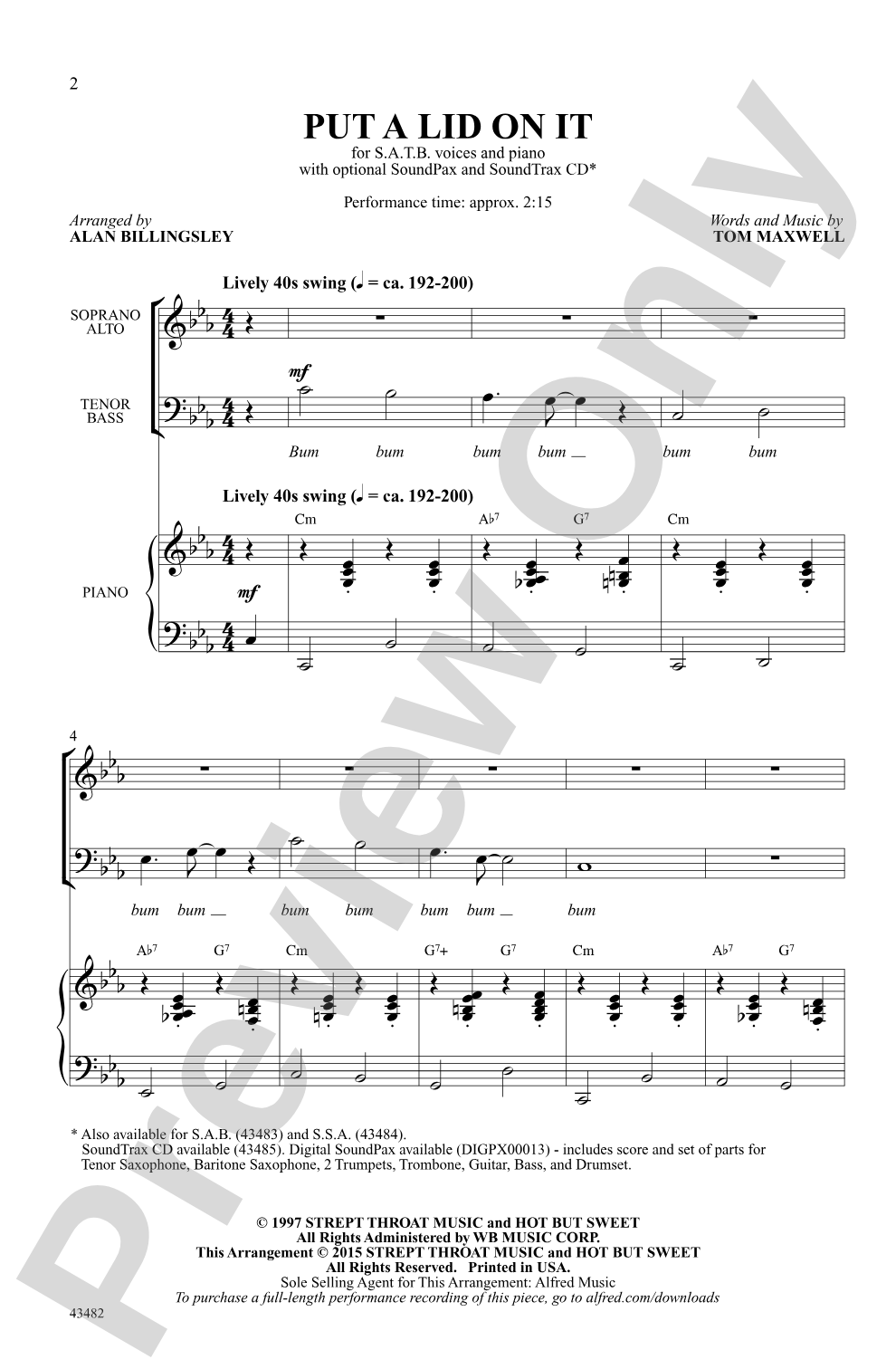Put a Lid on It: SATB Choral Octavo