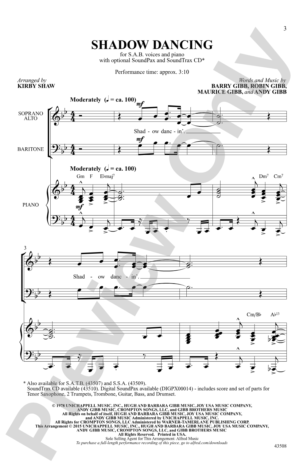 Shadow Dancing: SAB Choral Octavo