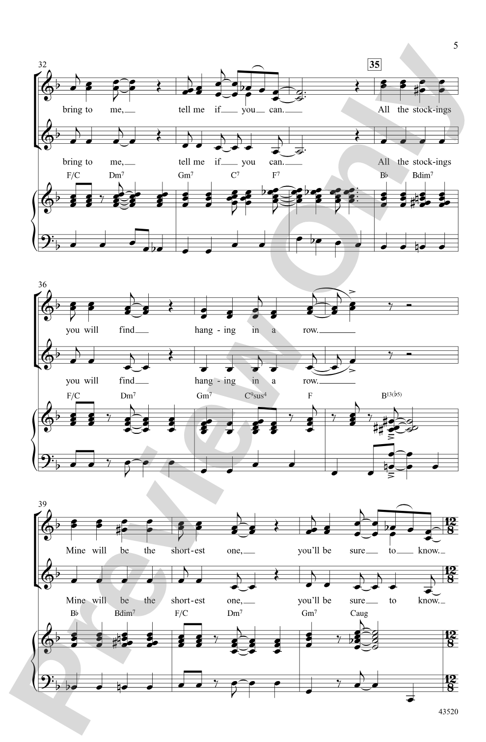 Five Favorite Holiday Songs: SSA Choral Octavo