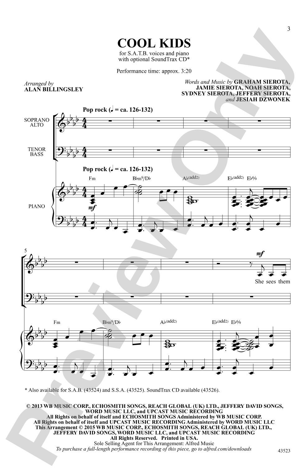 Cool Kids: SATB Choral Octavo