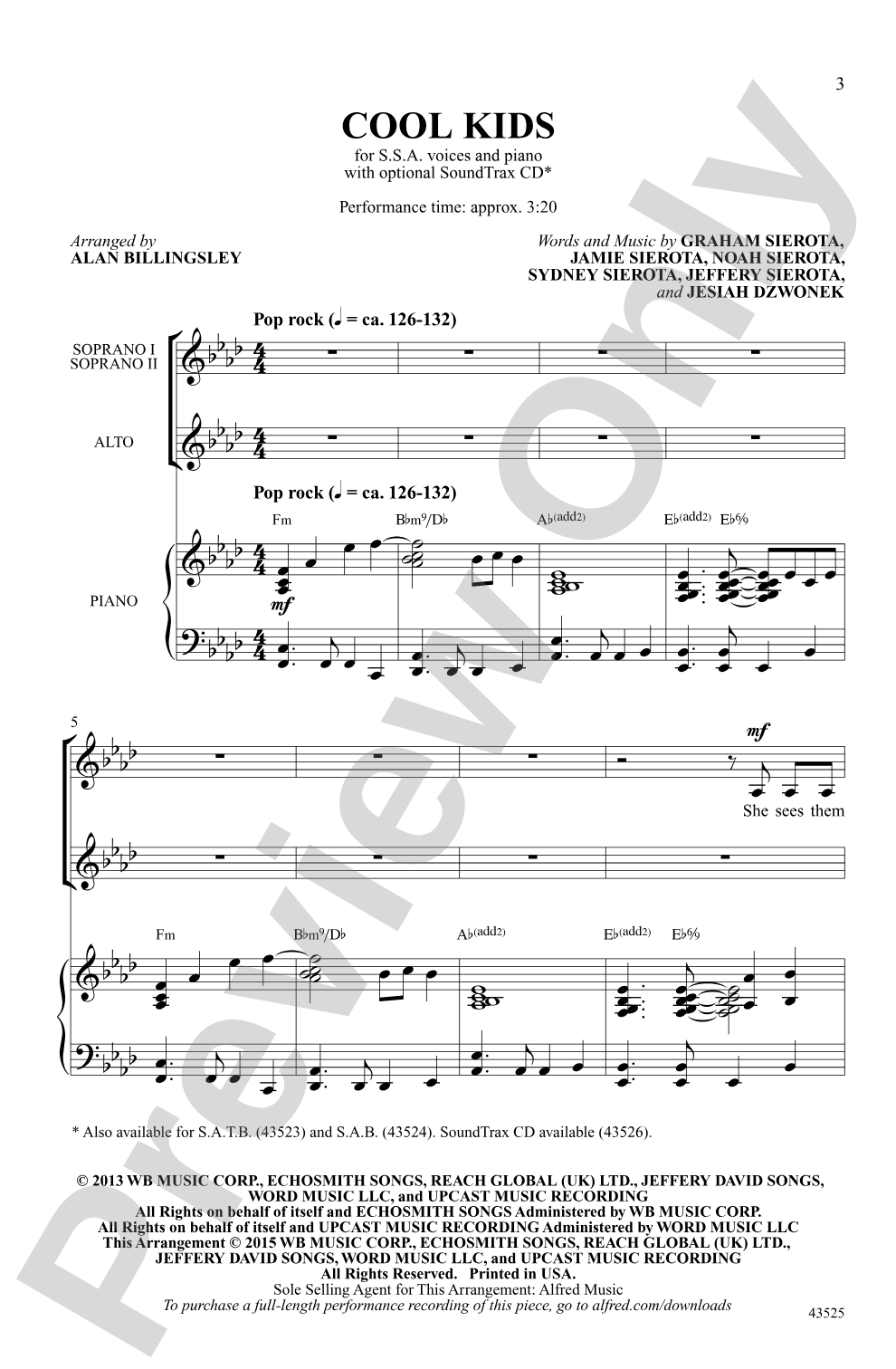 Cool Kids: SSA Choral Octavo