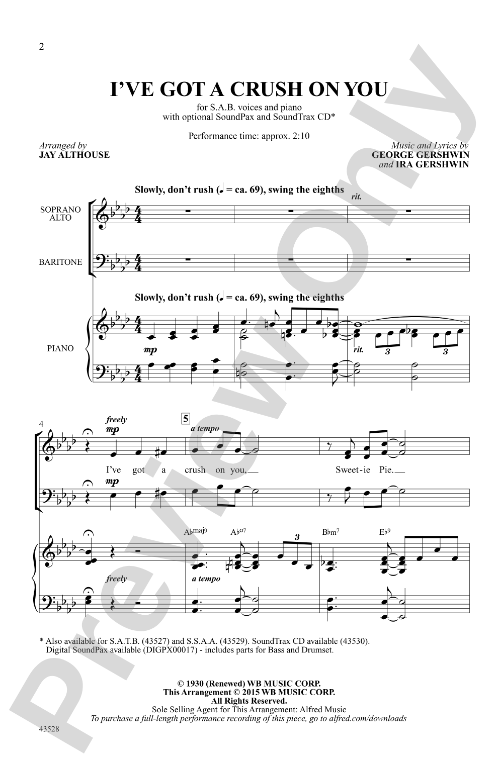 I've Got a Crush on You: SAB Choral Octavo