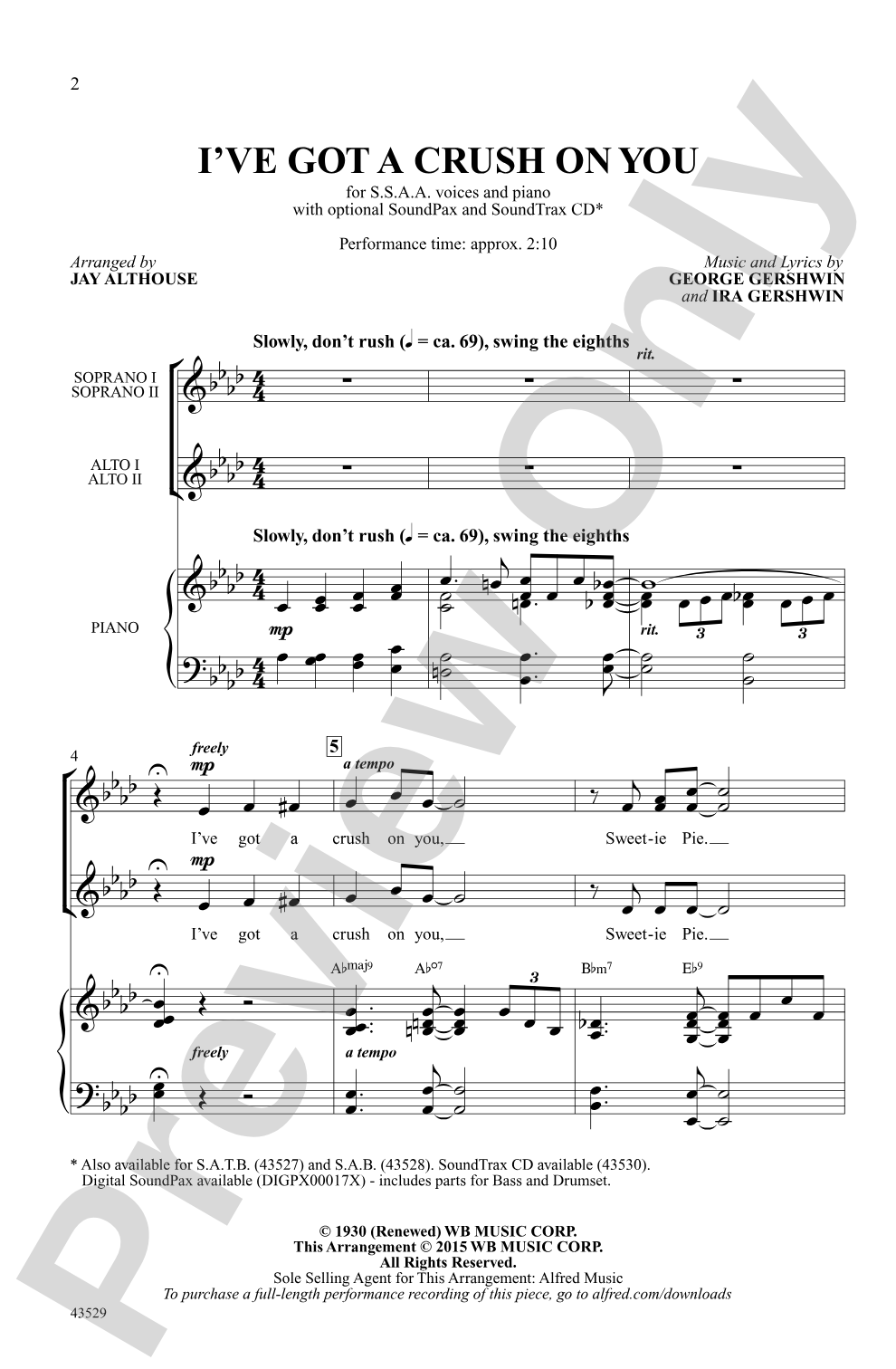 I've Got a Crush on You: SSAA Choral Octavo