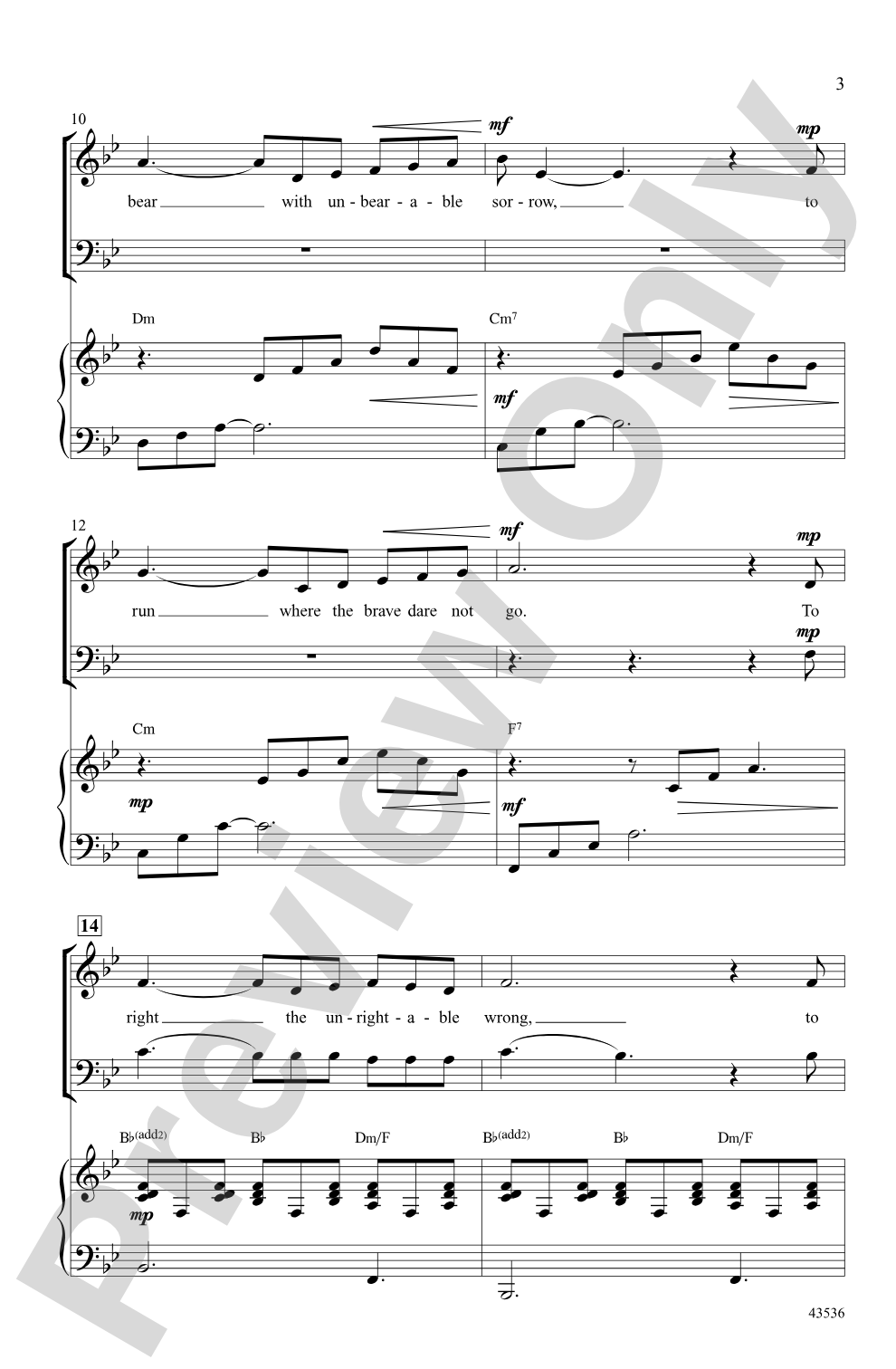 The Impossible Dream (from the musical <i>Man of La Mancha</i>): SAB Choral Octavo