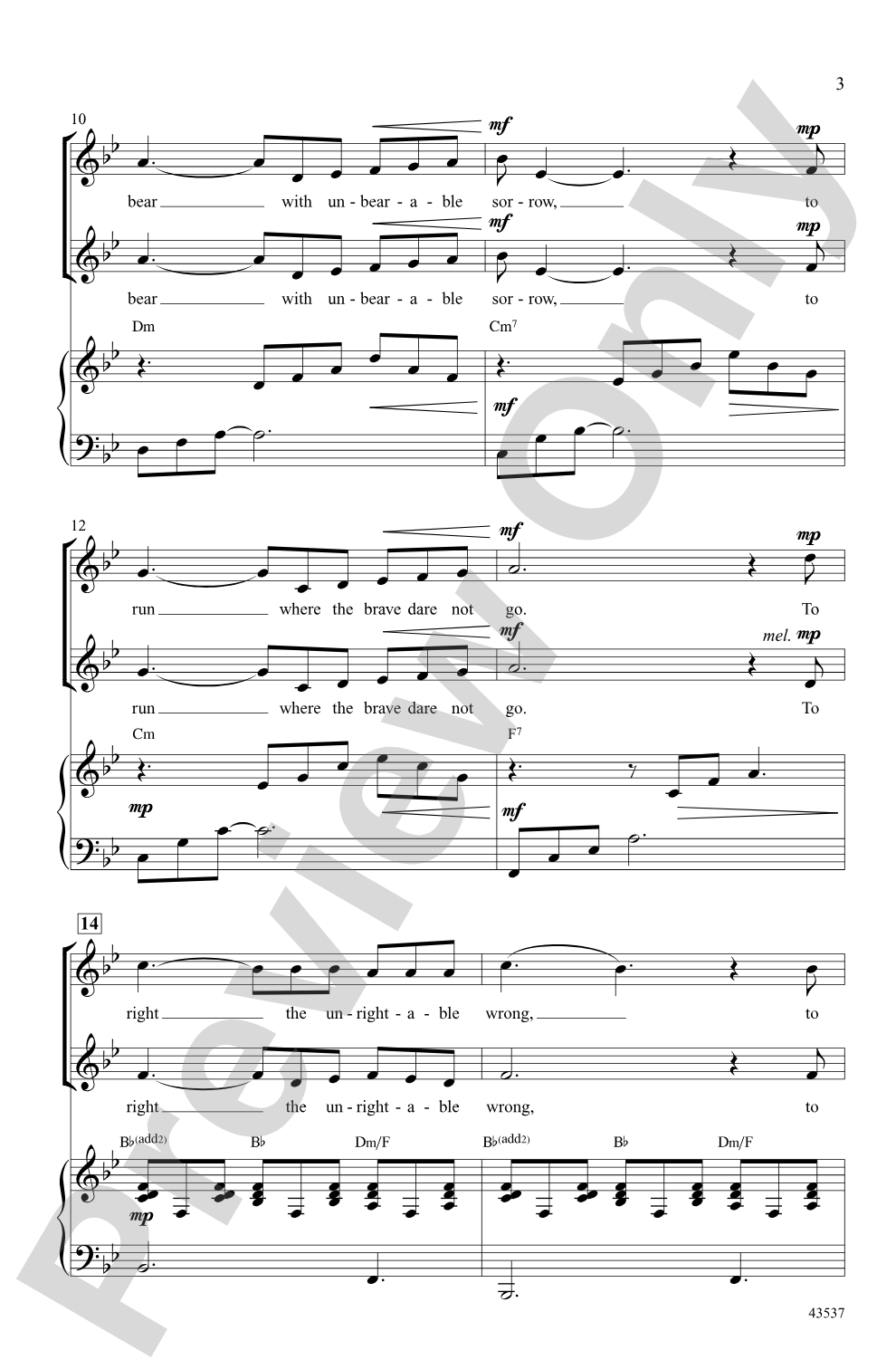 The Impossible Dream (from the musical <i>Man of La Mancha</i>): SSAA Choral Octavo
