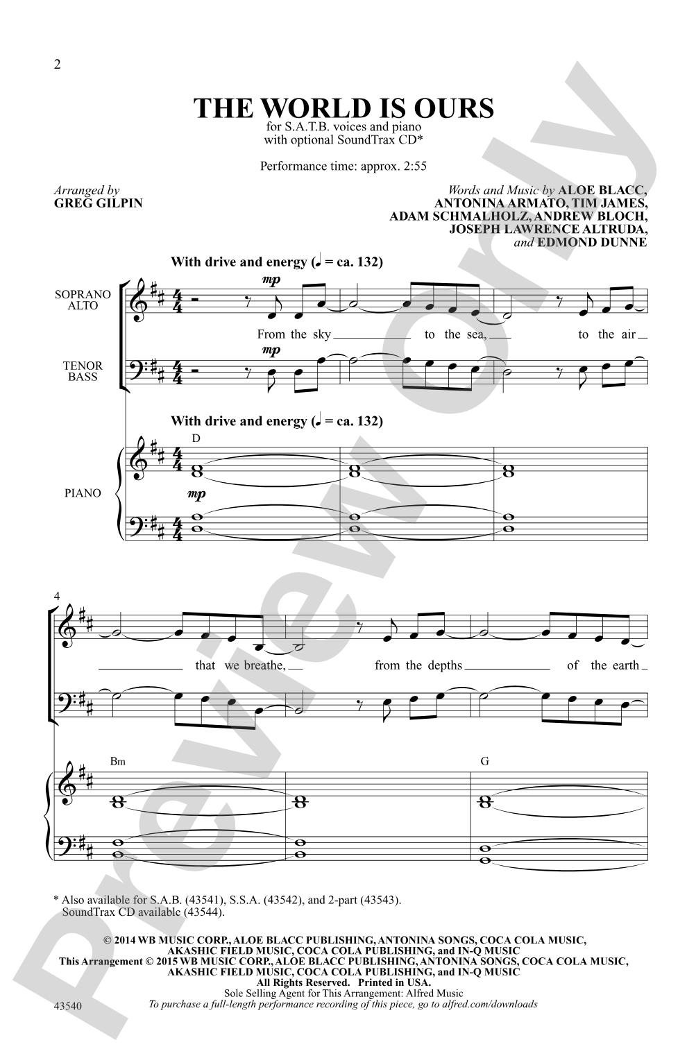 The World Is Ours: SATB Choral Octavo