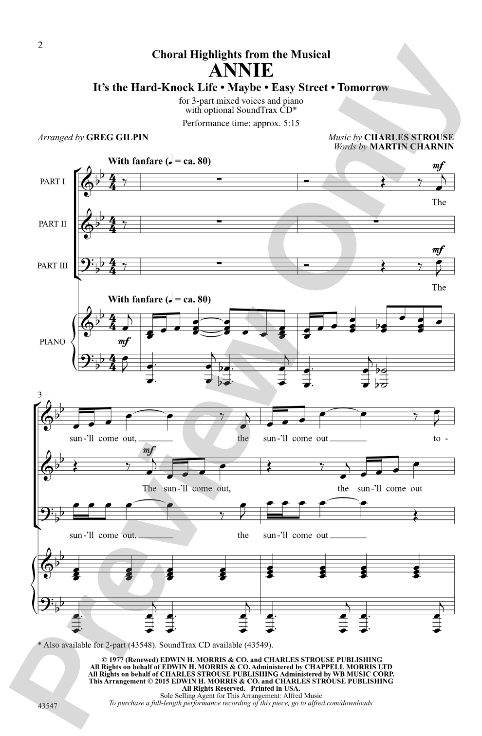 Annie: 3-Part Mixed Choral Octavo