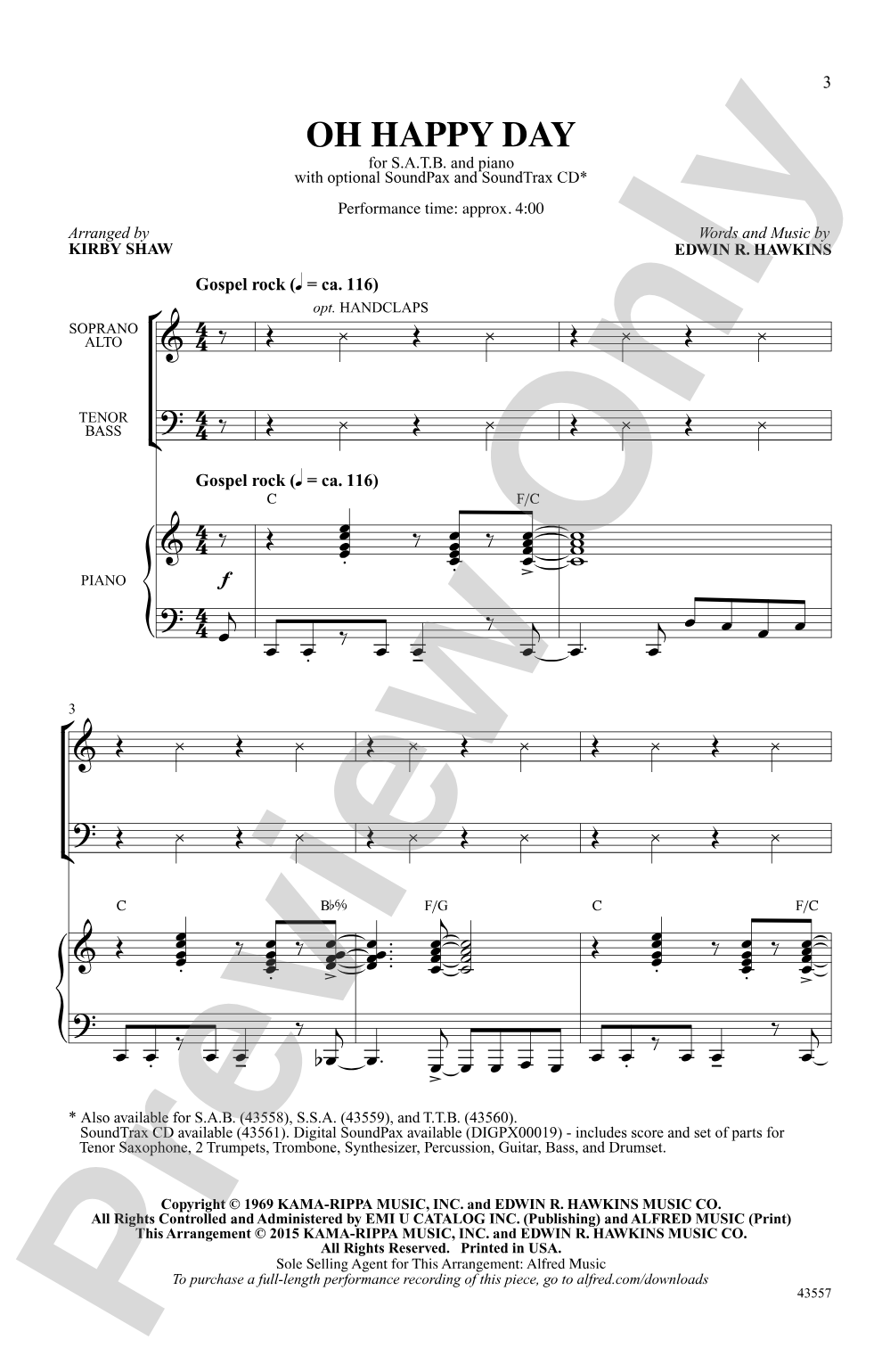 Oh Happy Day: SATB Choral Octavo
