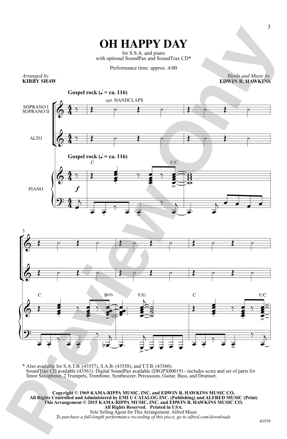 Oh Happy Day: SSA Choral Octavo