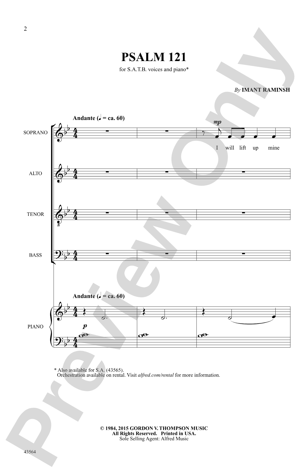 Psalm 121: SATB Choral Octavo