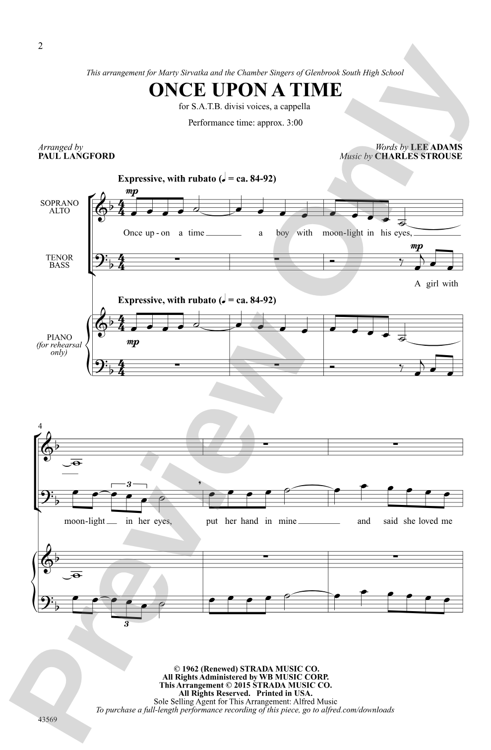 Once Upon a Time: SATB divisi, <i>a cappella</i> Choral Octavo