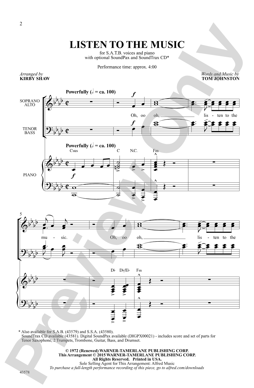 Listen to the Music: SATB Choral Octavo