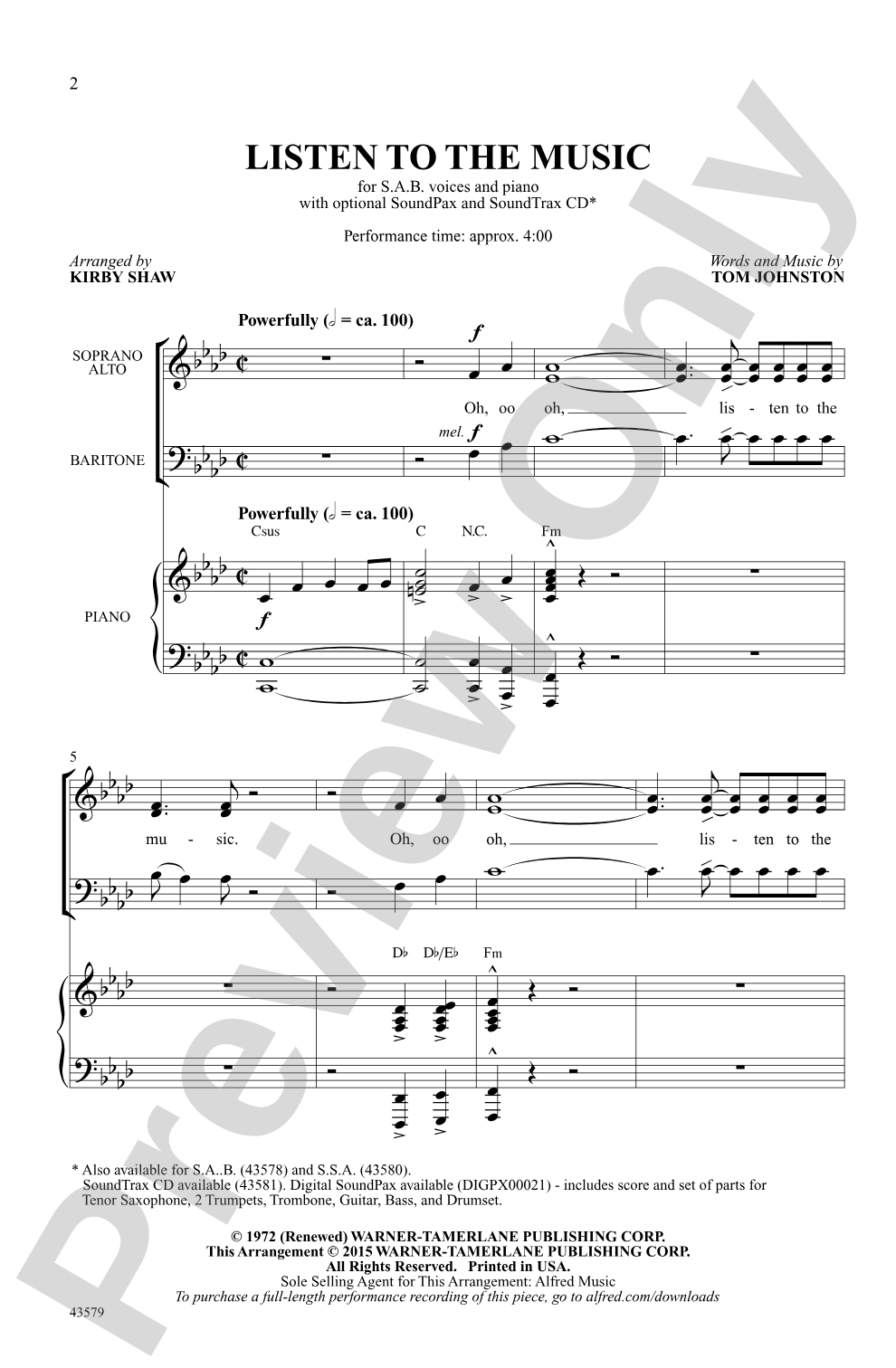 Listen to the Music: SAB Choral Octavo