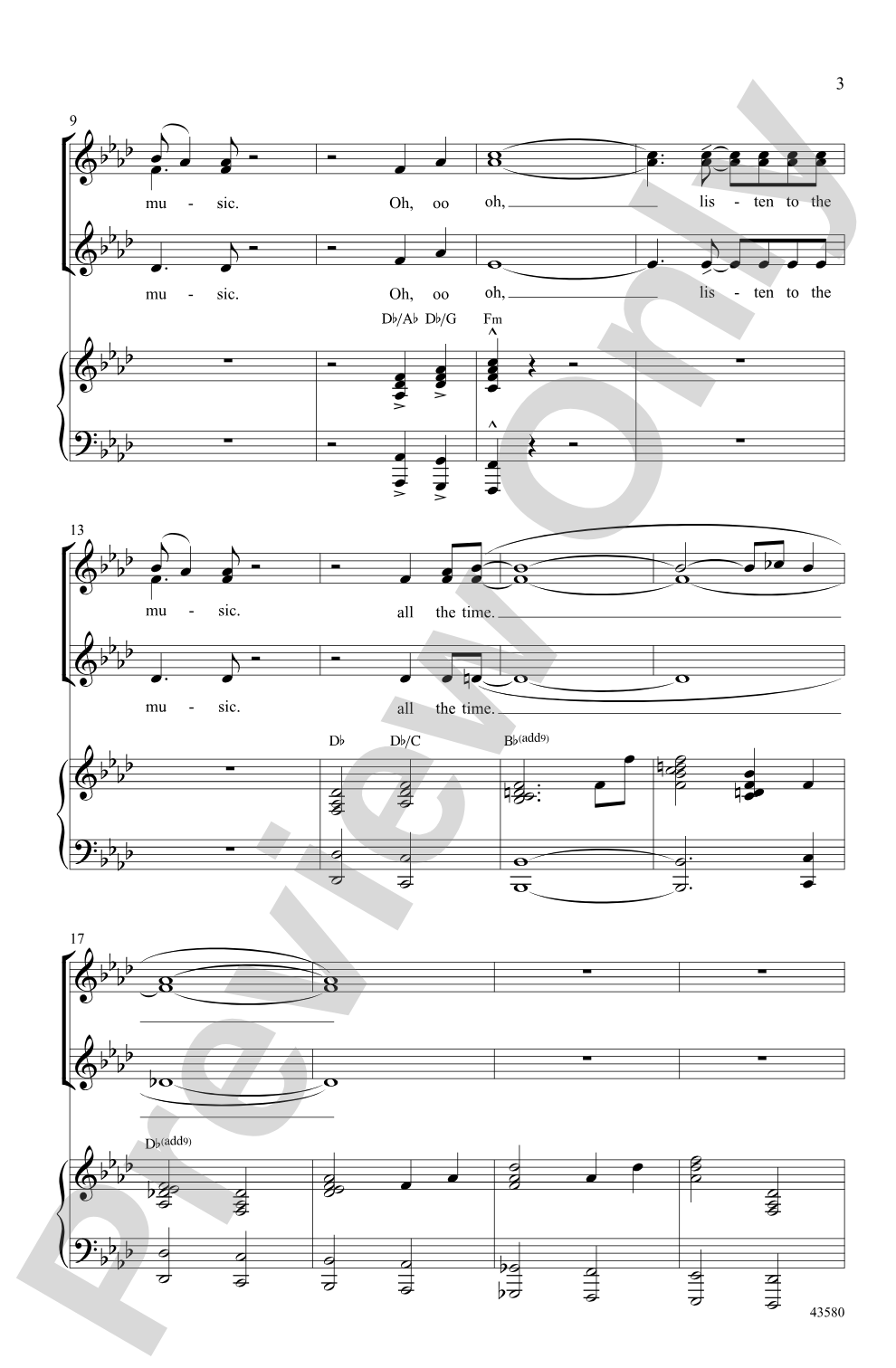 Listen to the Music: SSA Choral Octavo