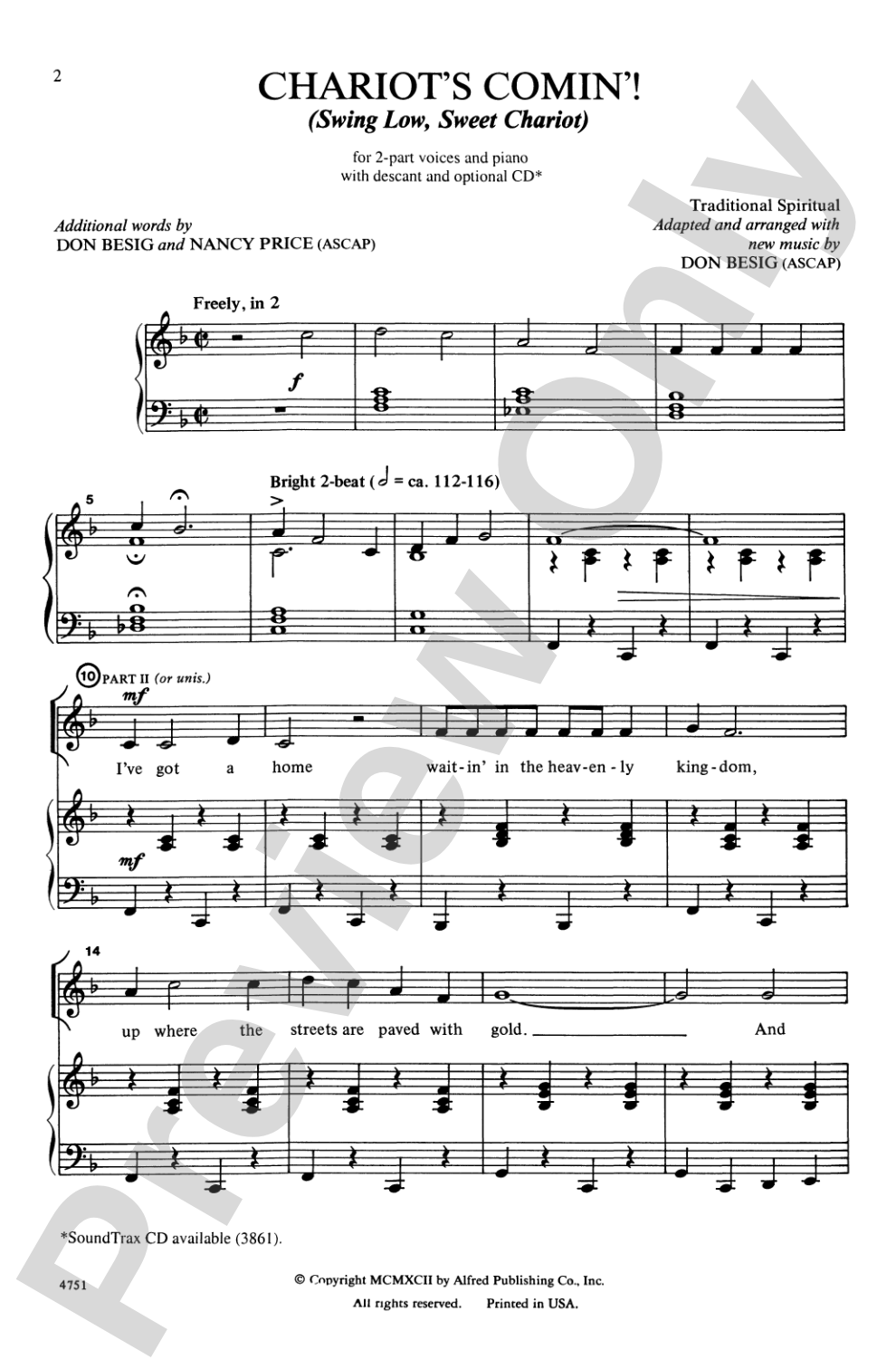 Chariots Comin'! (Swing Low, Sweet Chariot): 2-Part Choral Octavo