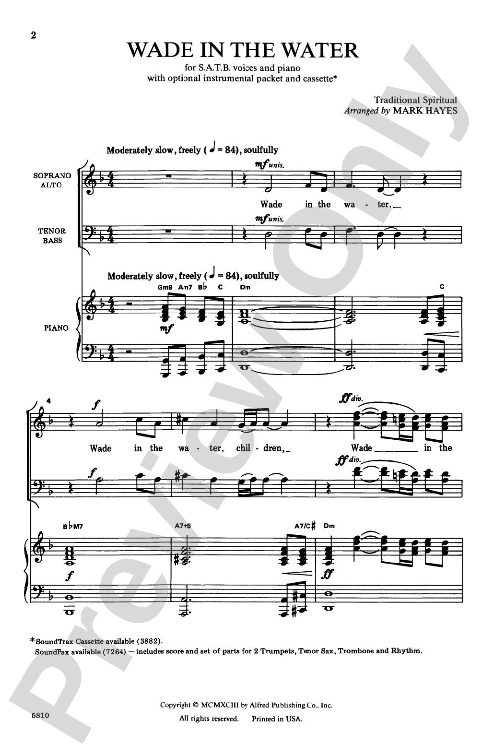 Wade in the Water: SATB Choral Octavo