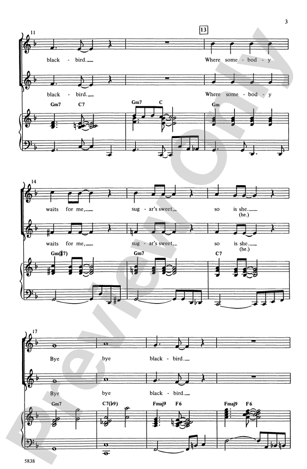 Bye Bye Blackbird: 2-Part Choral Octavo
