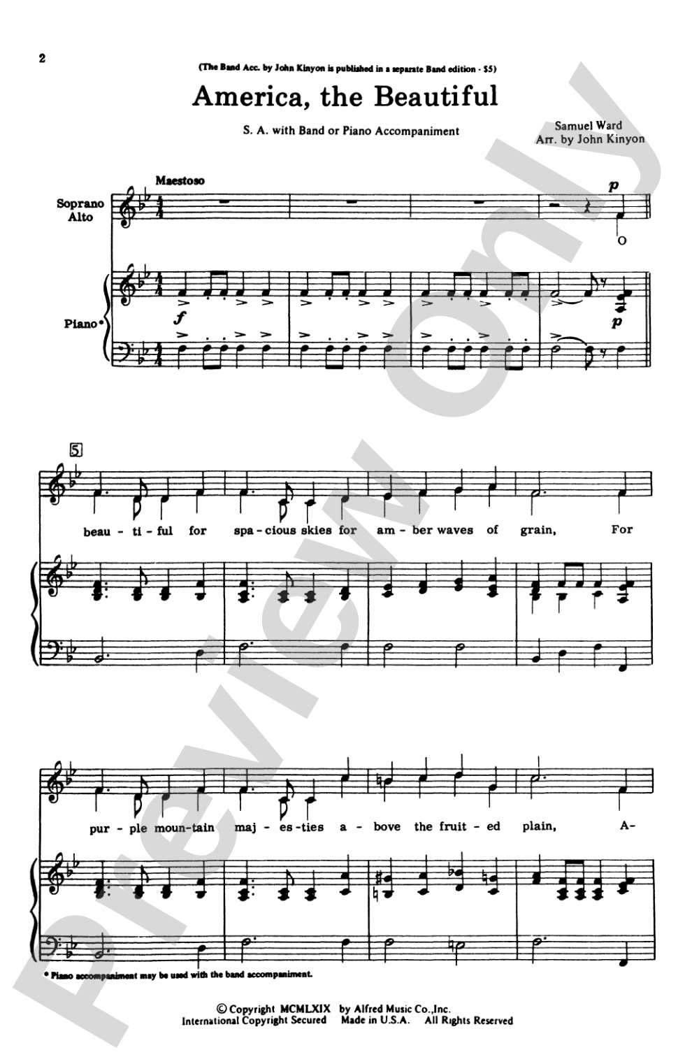America, the Beautiful: 2-Part Choral Octavo