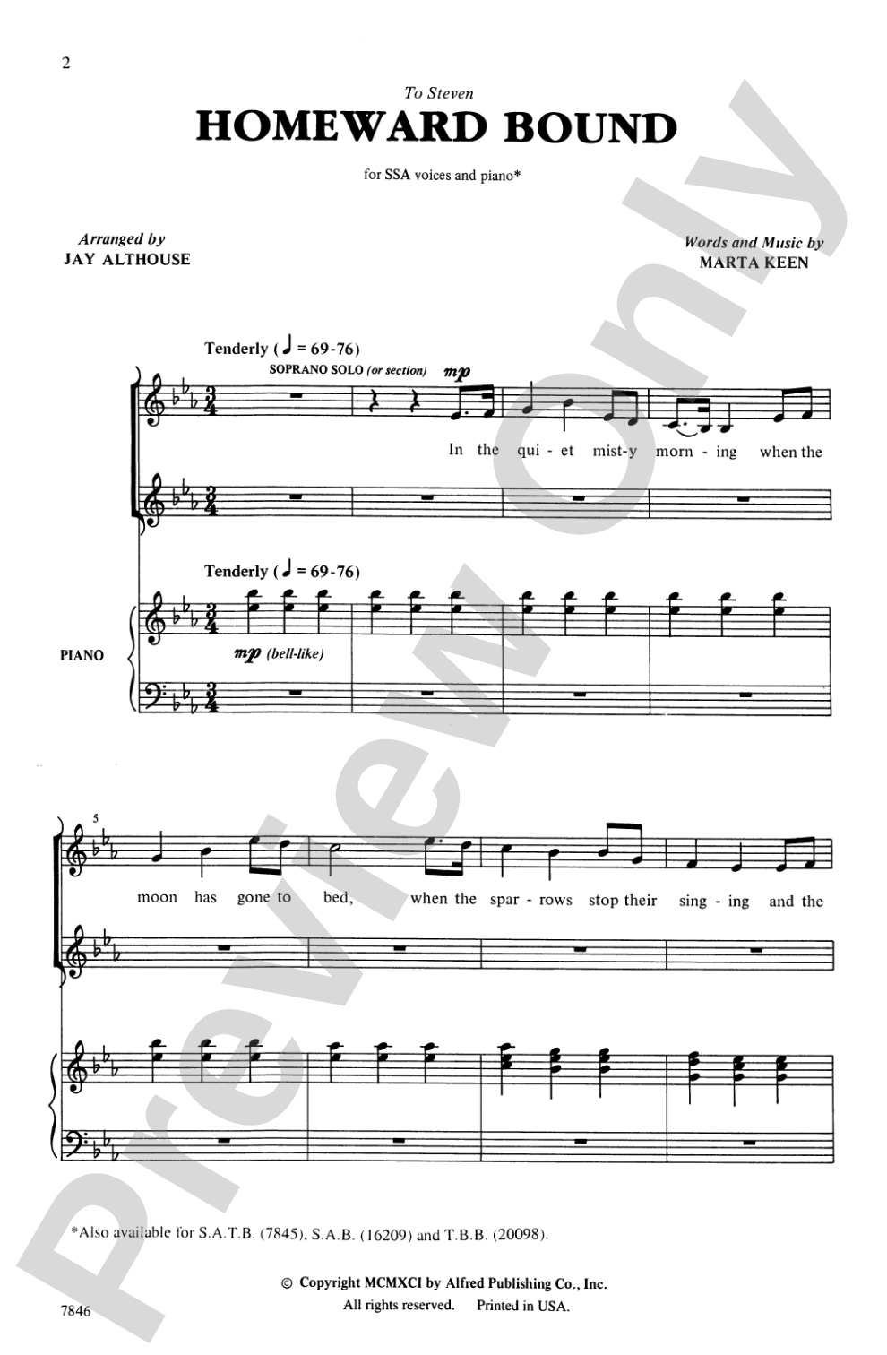 Homeward Bound: SSA Choral Octavo