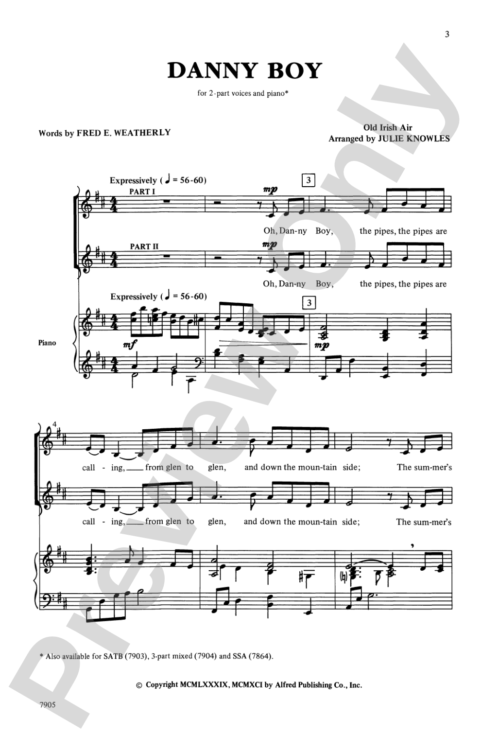 Danny Boy: 2-Part Choral Octavo