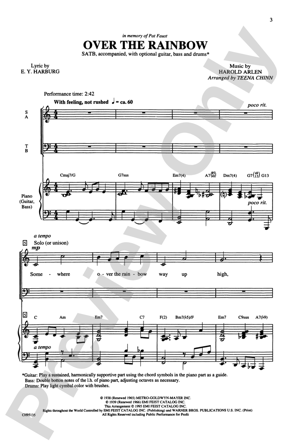 Over the Rainbow: SATB Choral Octavo