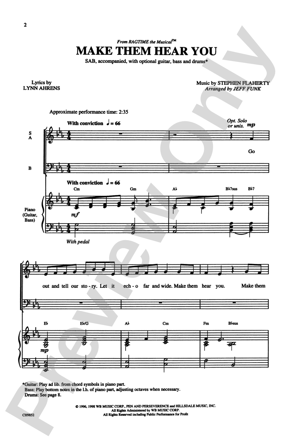 Make Them Hear You (from <I>Ragtime</I> The Musical™): SAB Choral Octavo