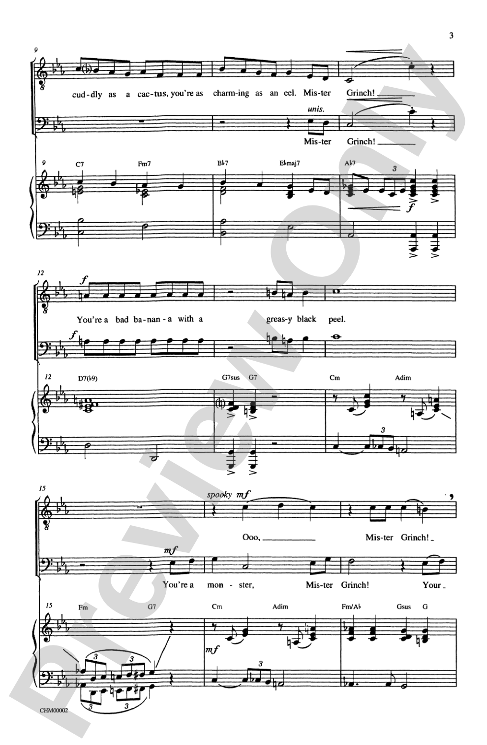 You're a Mean One, Mr. Grinch (from "How the Grinch Stole Christmas"): TBB Choral Octavo