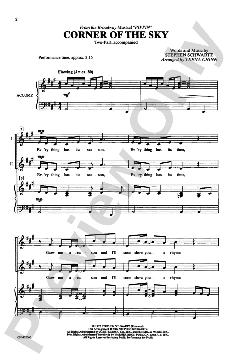 Corner of the Sky: 2-Part Choral Octavo