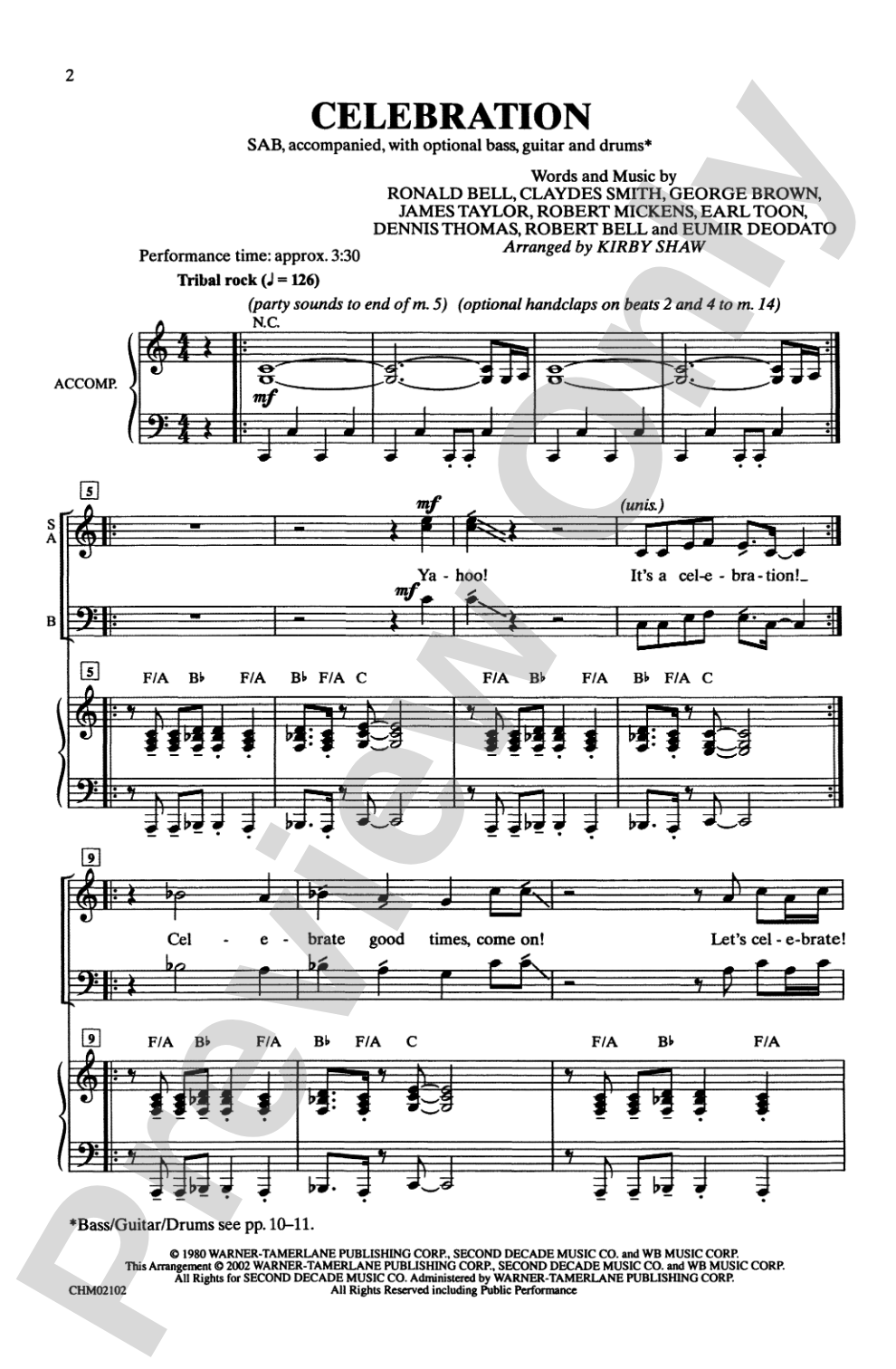 Celebration: SAB Choral Octavo
