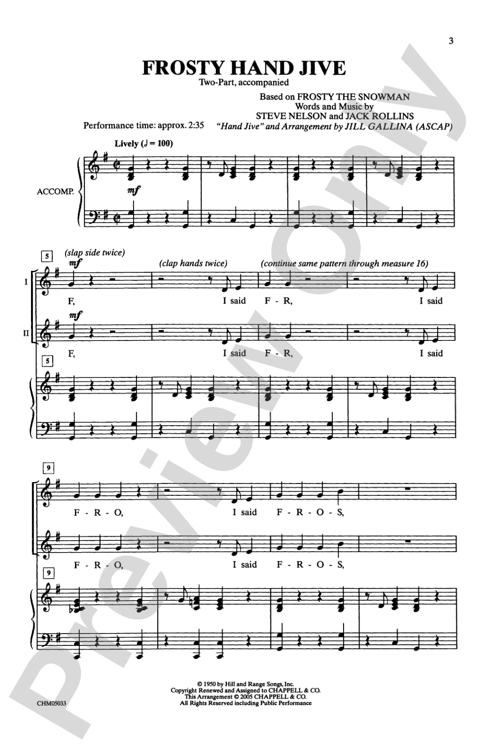 Frosty Hand Jive: 2-Part Choral Octavo