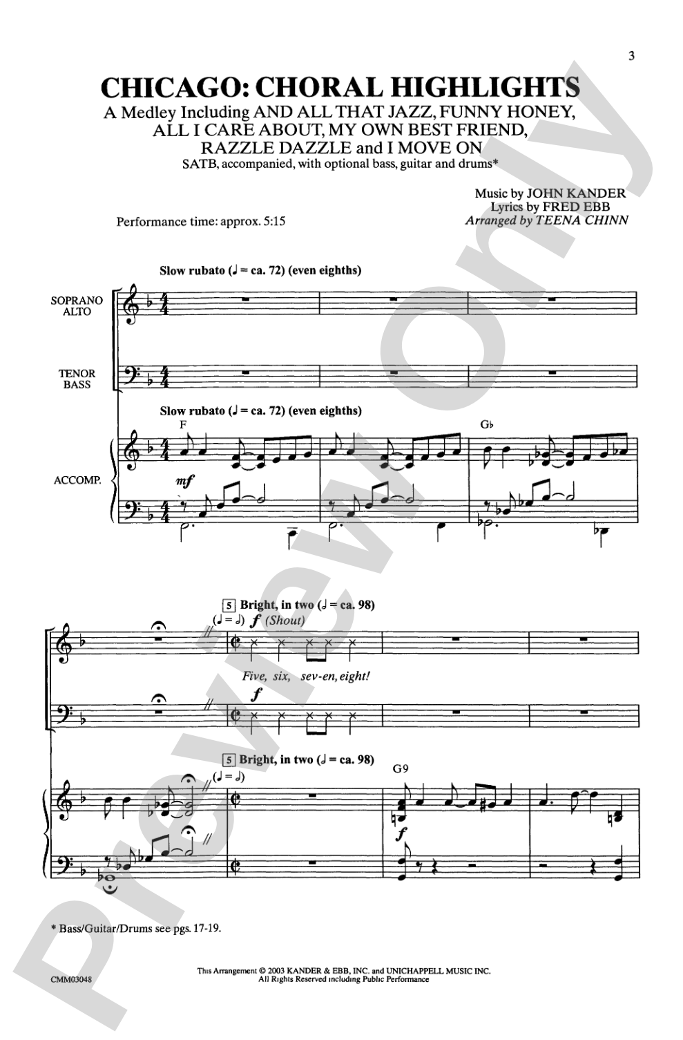 Chicago: Choral Highlights (A Medley): SATB Choral Octavo