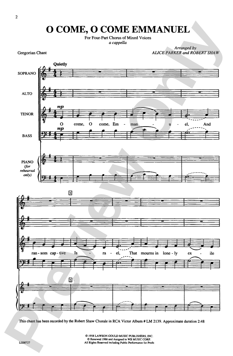 O Come, O Come, Emanuel: SATB Choral Octavo