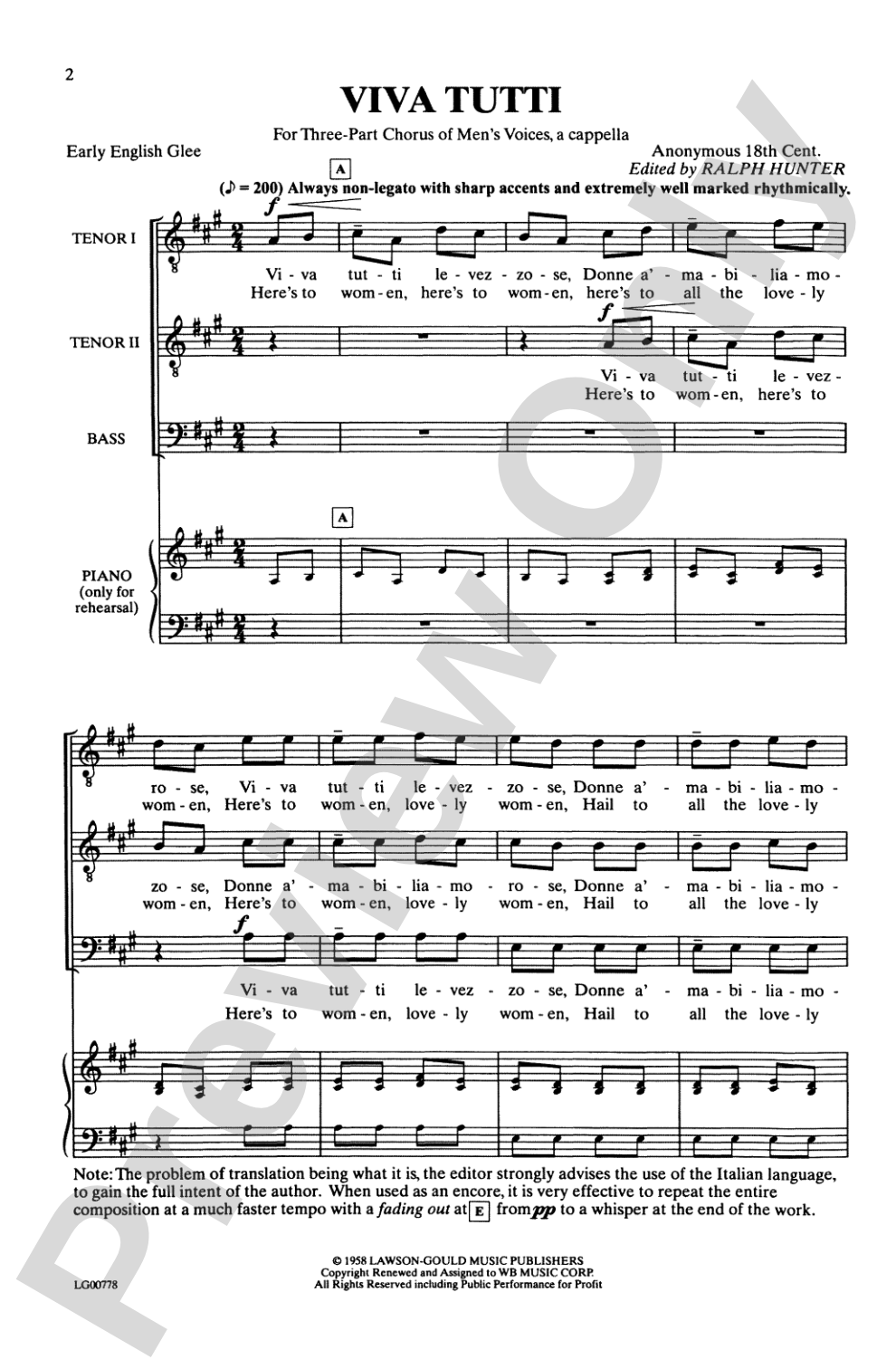 Viva Tutti: TTB Choral Octavo