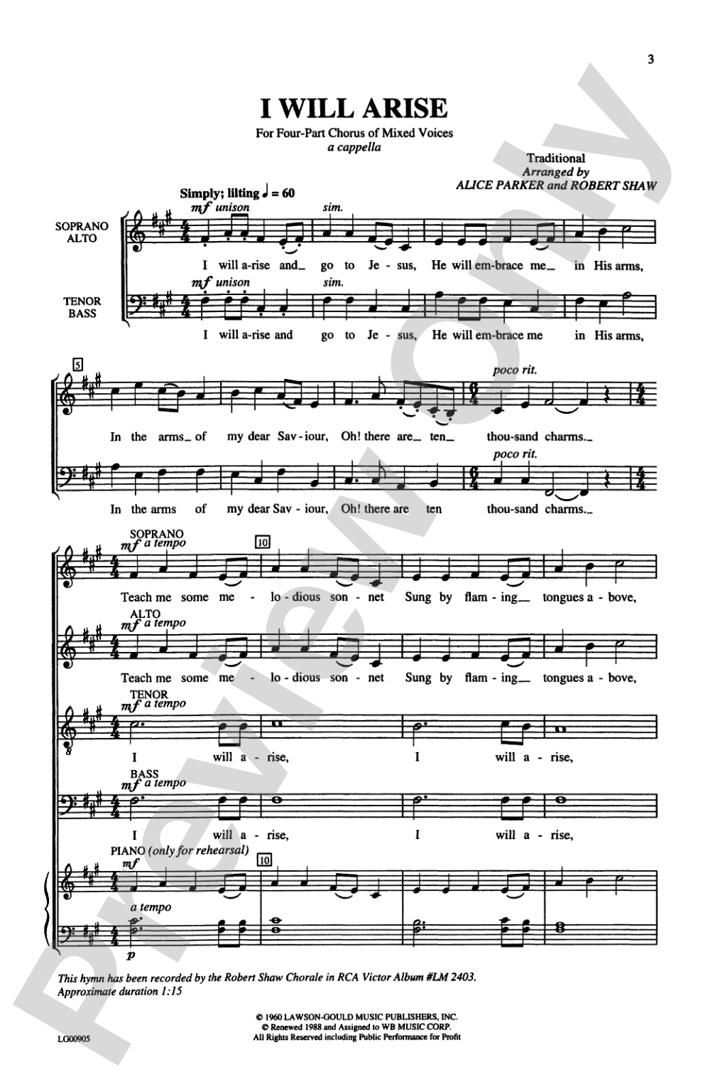 I Will Arise: SATB Choral Octavo