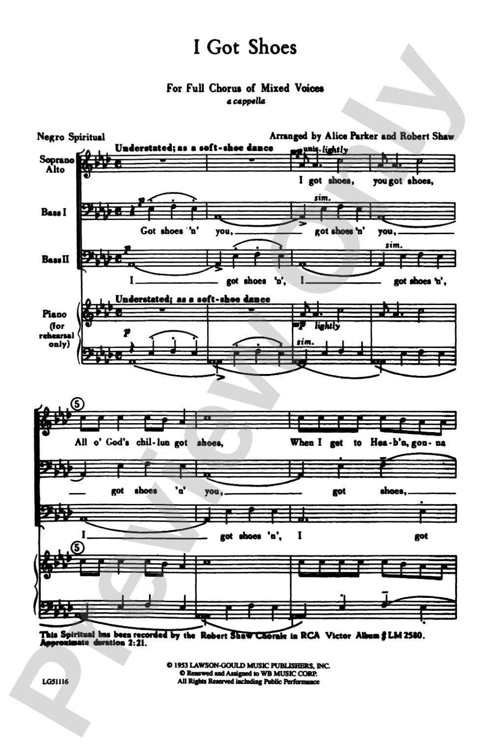 I Got Shoes: SATB Choral Octavo