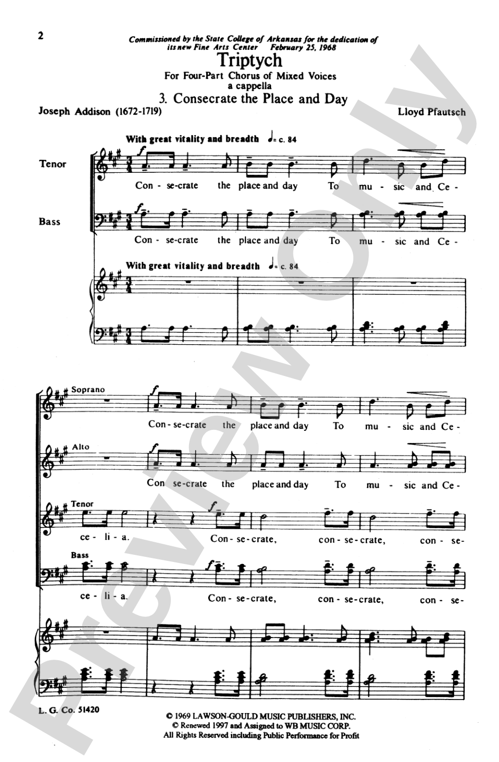 Consecrate the Place and Day (from <I>Triptych</I>): SATB Choral Octavo