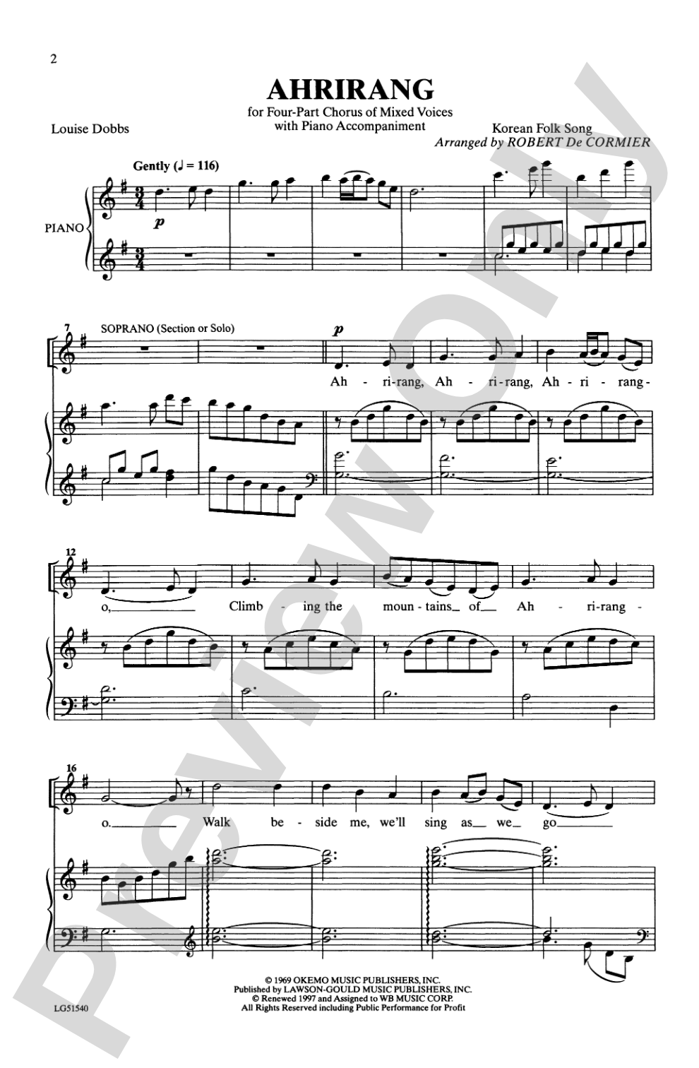 Ahrirang: SATB Choral Octavo